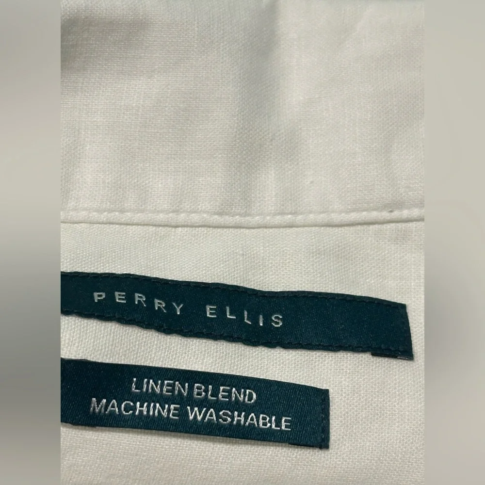 Perry Ellis White Casual Button Down Shirt - Picture 4 of 9
